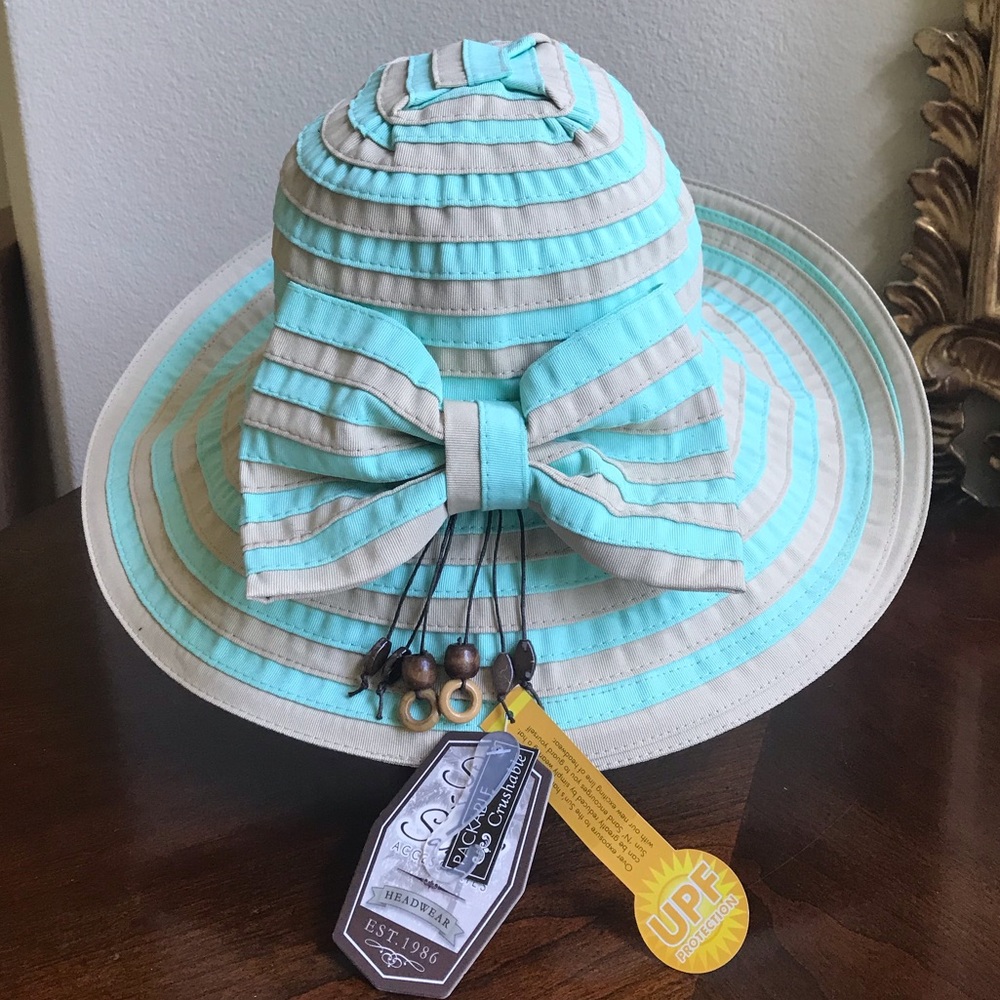 NWT Sun n Sand aqua and tan sunhat